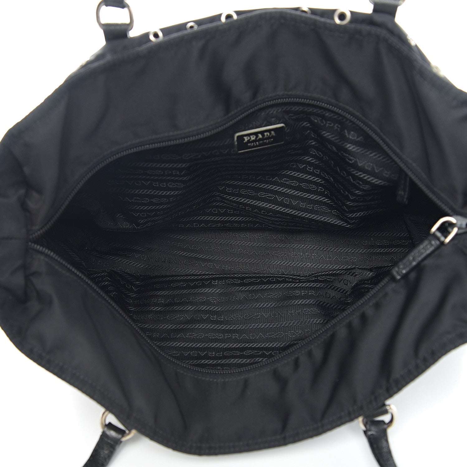 Prada Nylon Metal Grommet Bag Black 4 of 9