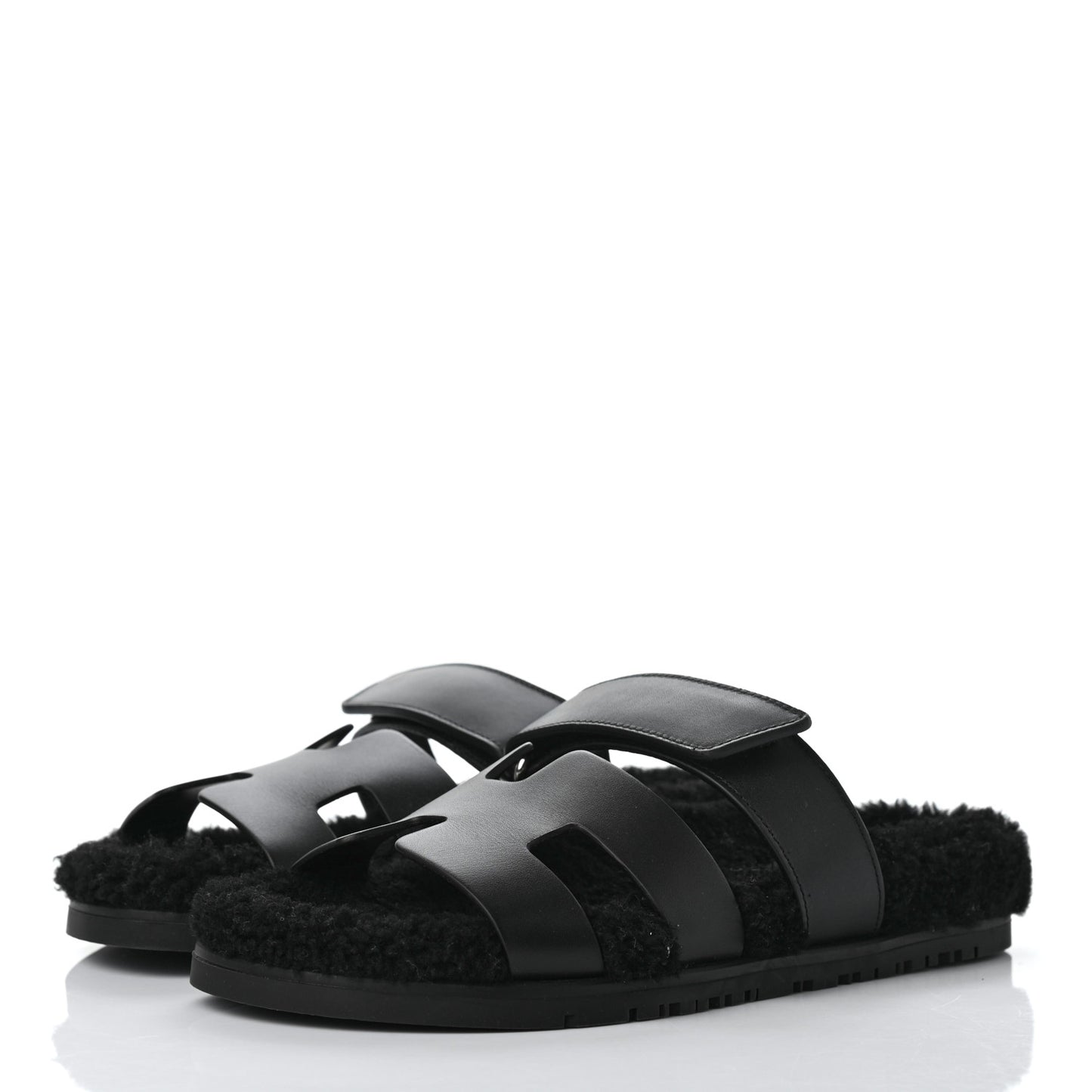 Calfskin Woolskin Womens Chypre Sandals 37.5 Black