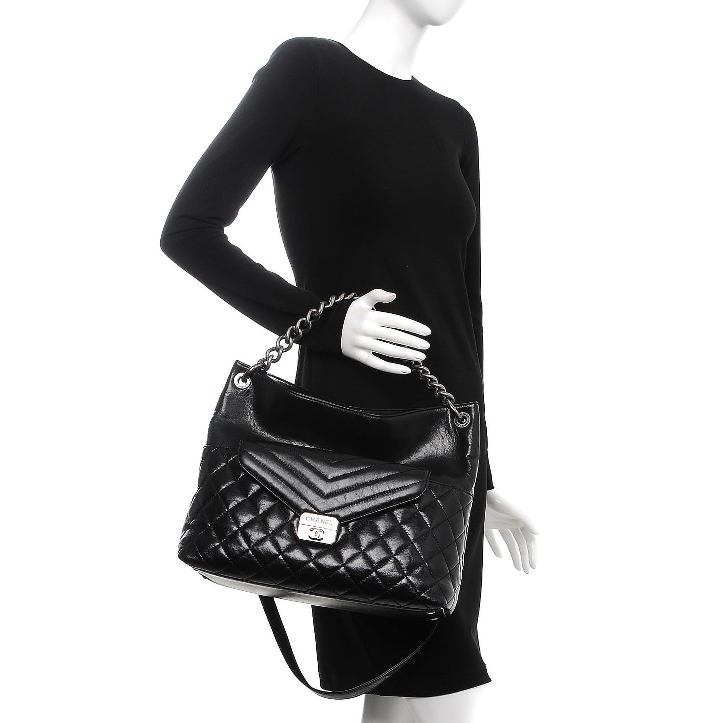 Aged Calfskin Quilted Mad About Quilting Hobo Black