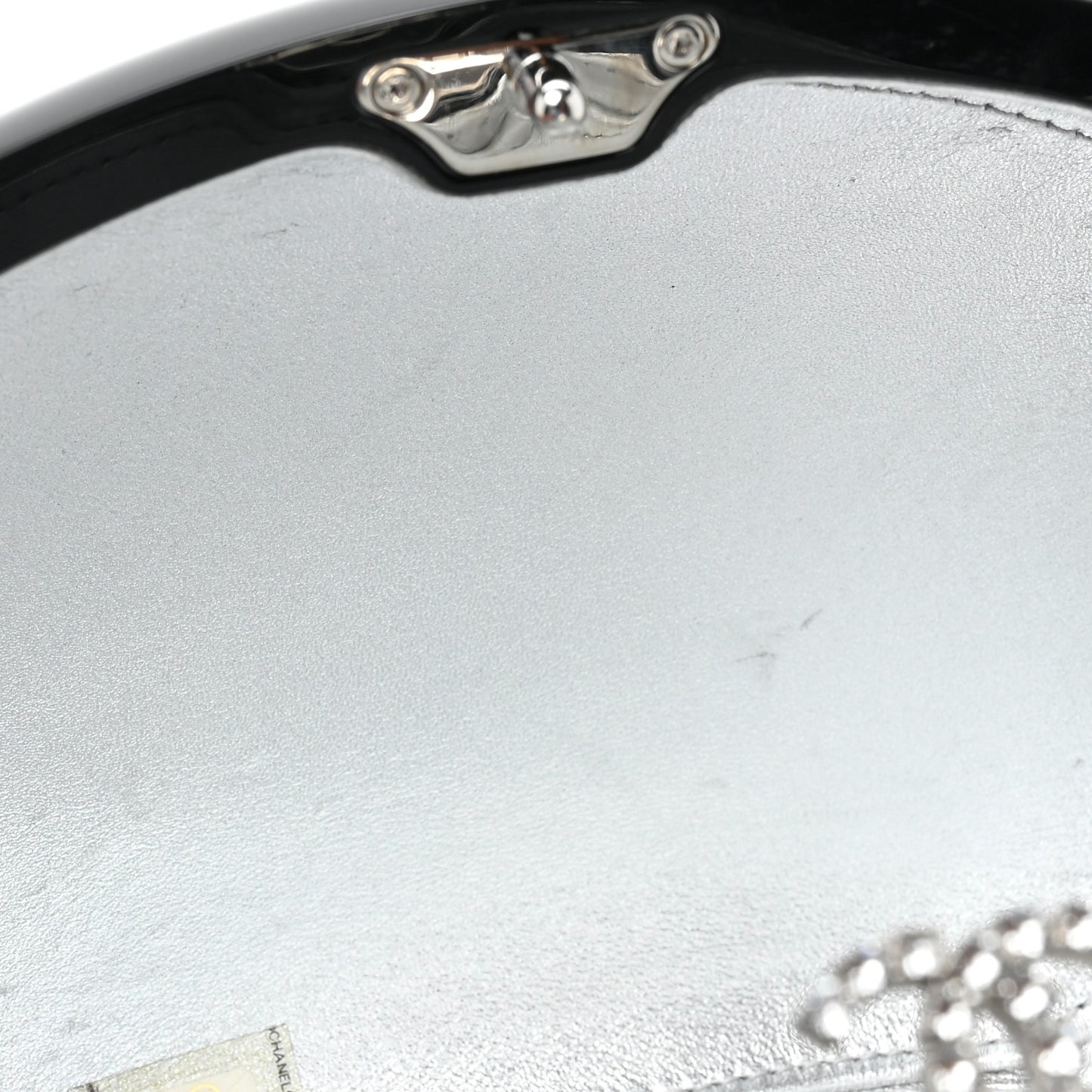 Resin Crystal Chain Fringe CC Oval Minaudière Black