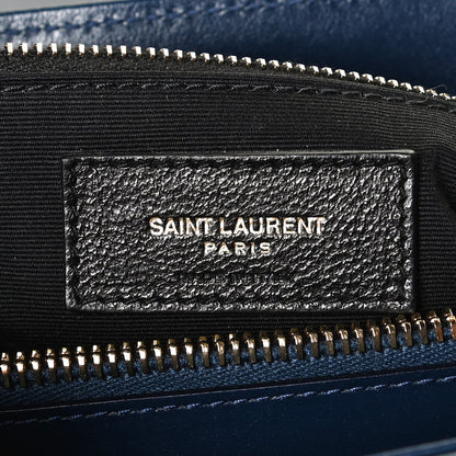 Saint Laurent Calfskin Y Quilted Monogram Medium Loulou Chain Satchel Deep Marine 6 of 13