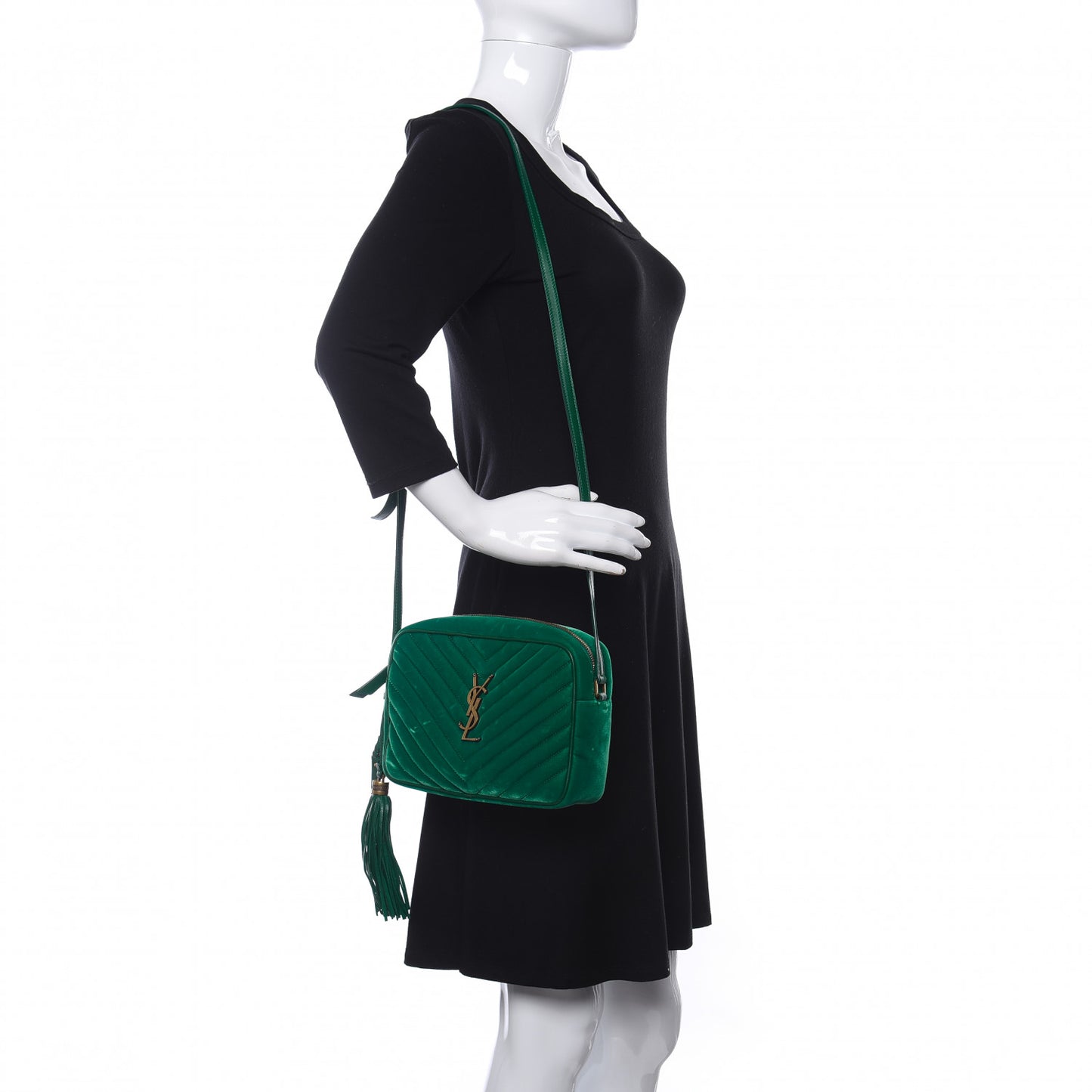 Velvet Matelasse Monogram Lou Camera Bag Deep Malachite