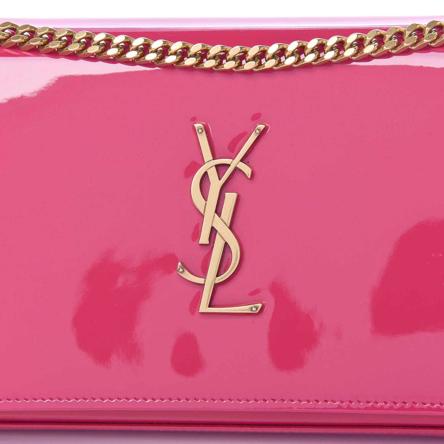 Saint Laurent Patent Calfskin Monogram Kate Chain Wallet Fresh Fuxia 9 of 9