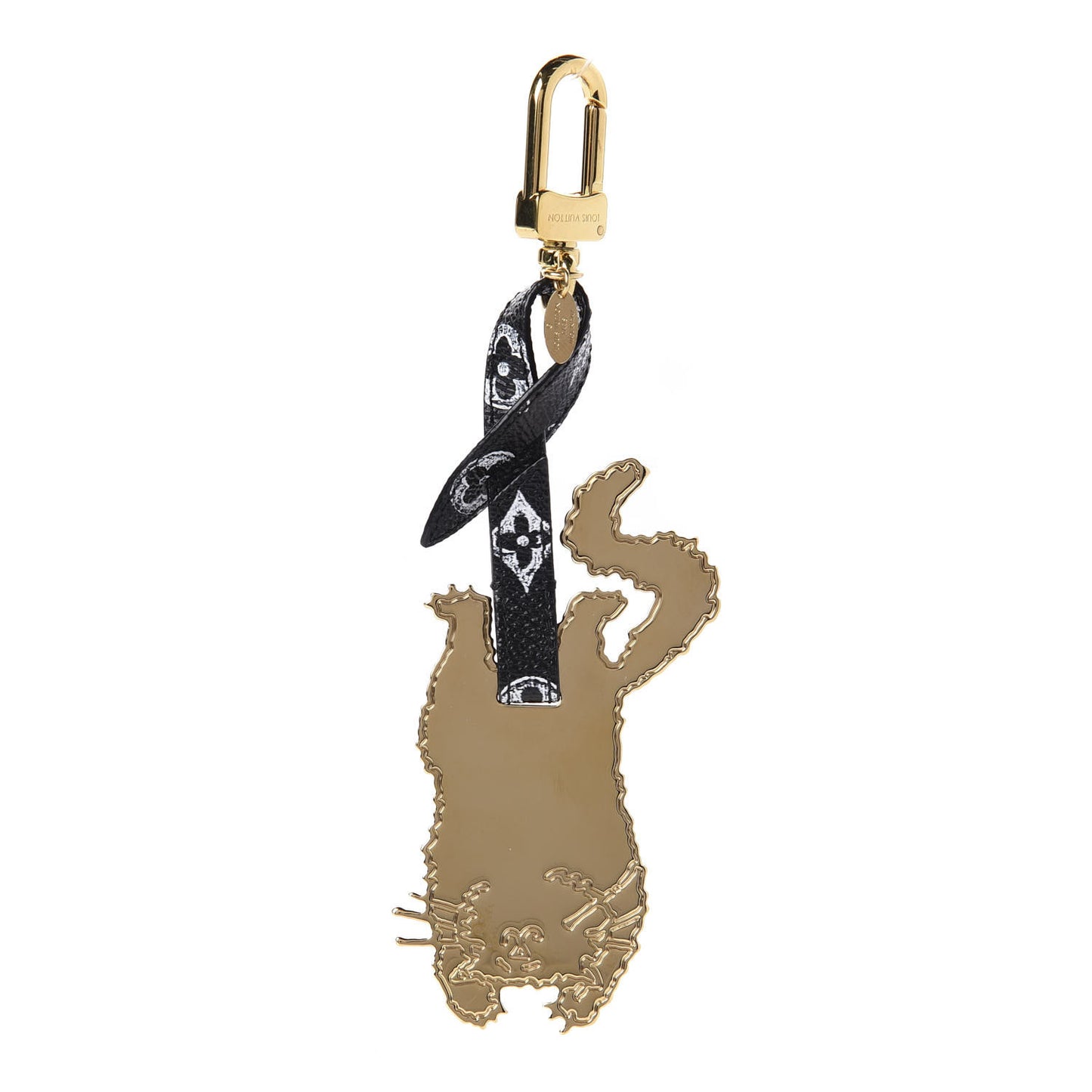 Catogram Flying Cat Bag Charm Key Holder Gold Black
