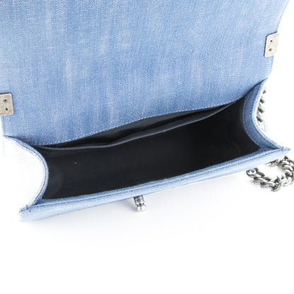 Chanel Denim Chevron Quilted Medium Boy Flap Blue 7 of 8