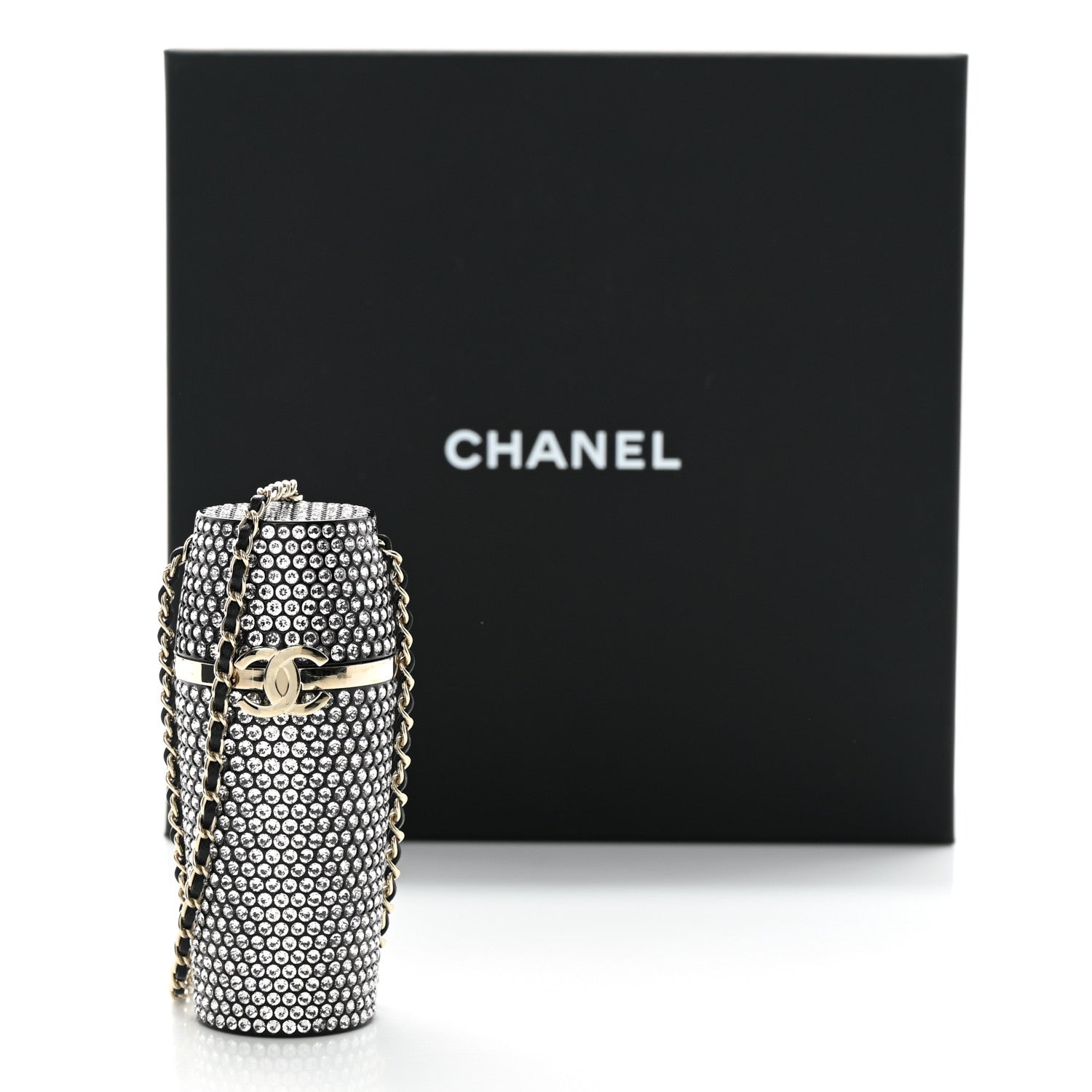 Chanel Metal Resin Lambskin Crystal Lipstick Case Long Necklace On Chain Silver Black Gold 12 of 12