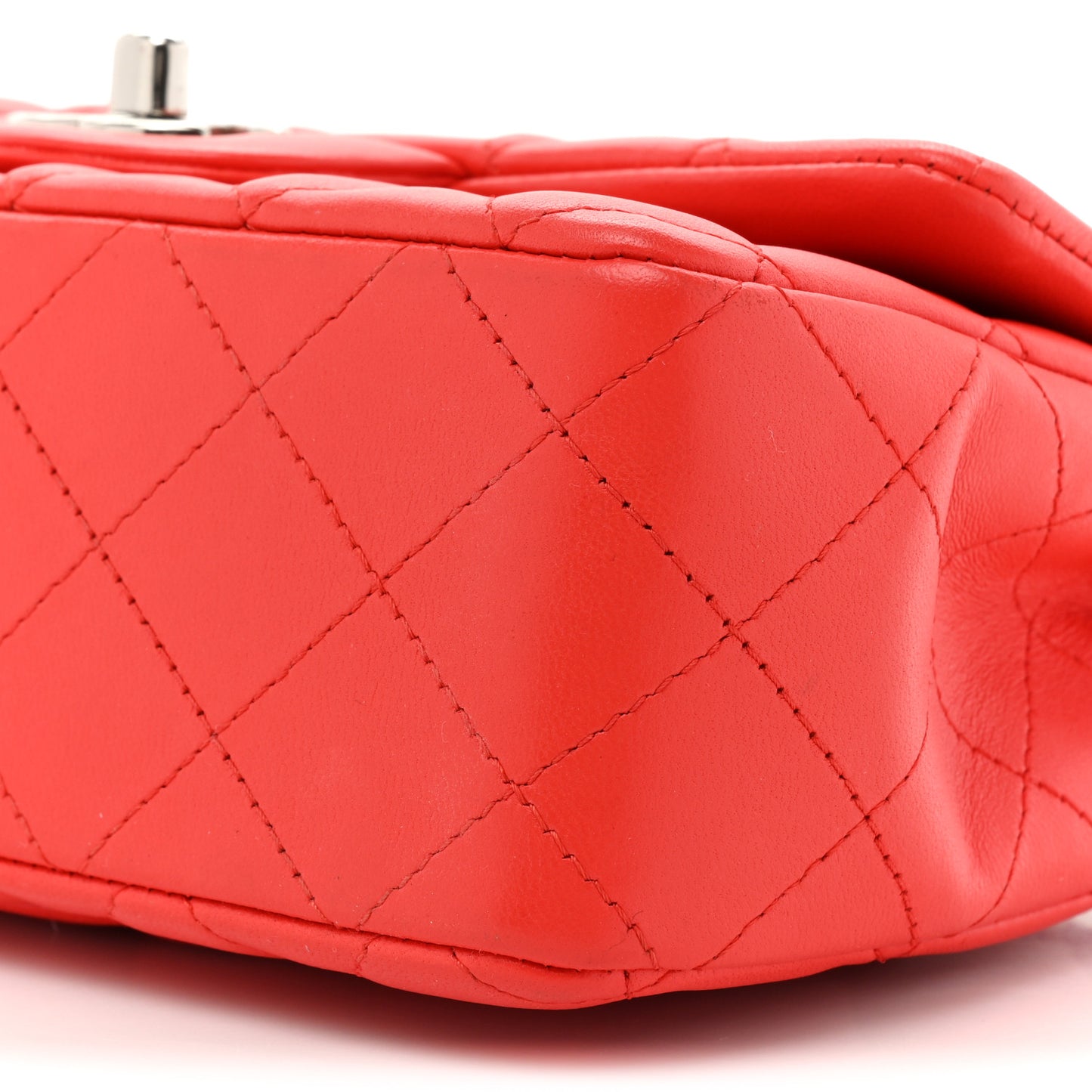Lambskin Quilted Mini Rectangular Flap Red