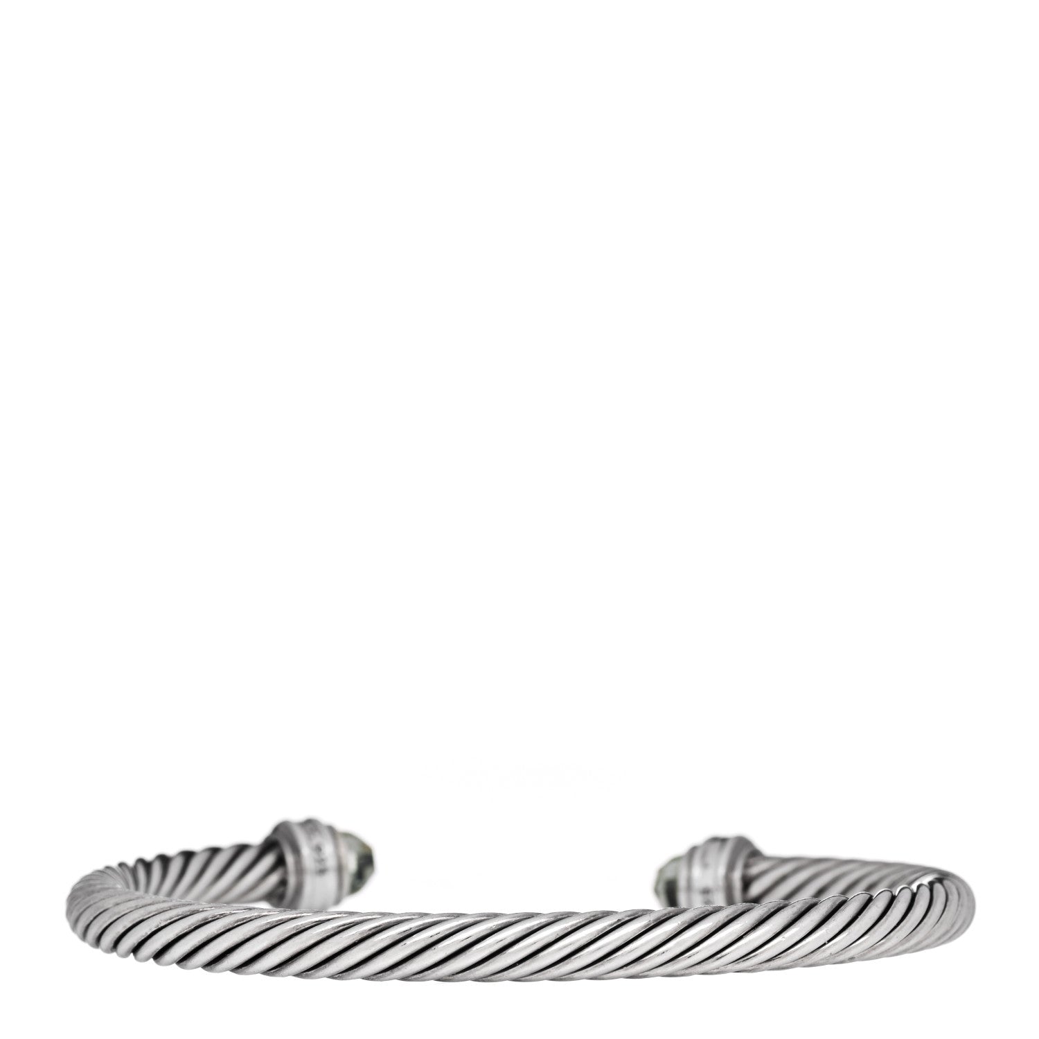 David Yurman Sterling Silver Diamond Prasiolite 5mm Cable Classics Bracelet 2 of 3