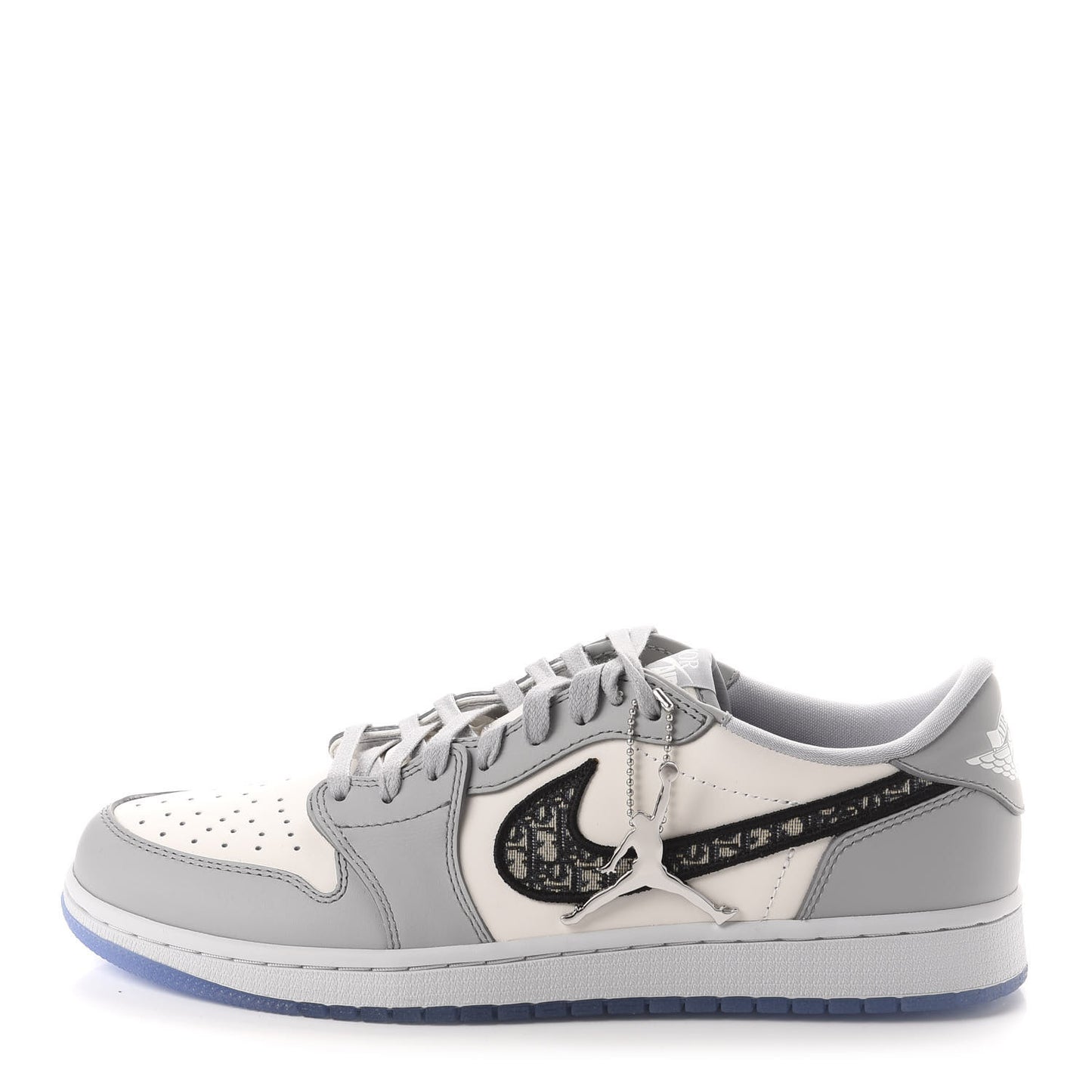 X NIKE AIR JORDAN Calfskin Mens Oblique Low Sneakers 44.5 Beige White