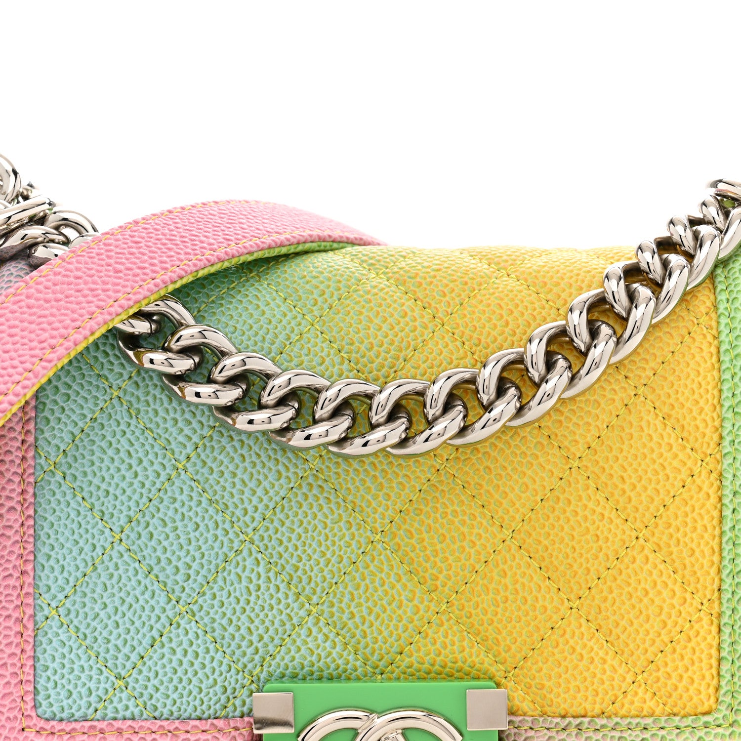 Chanel Caviar Quilted Small Cuba Rainbow Boy Flap  Multicolor 8 of 11