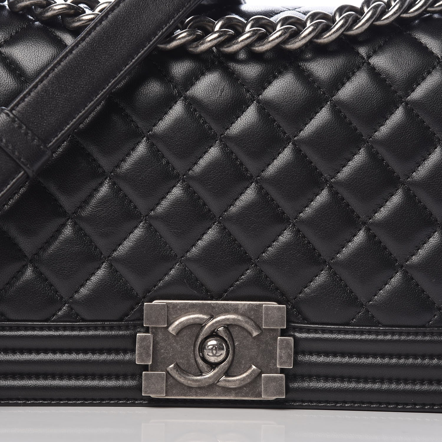 Chanel Lambskin Quilted Medium Boy Flap Black 8 of 13