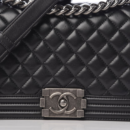 Chanel Lambskin Quilted Medium Boy Flap Black 8 of 13