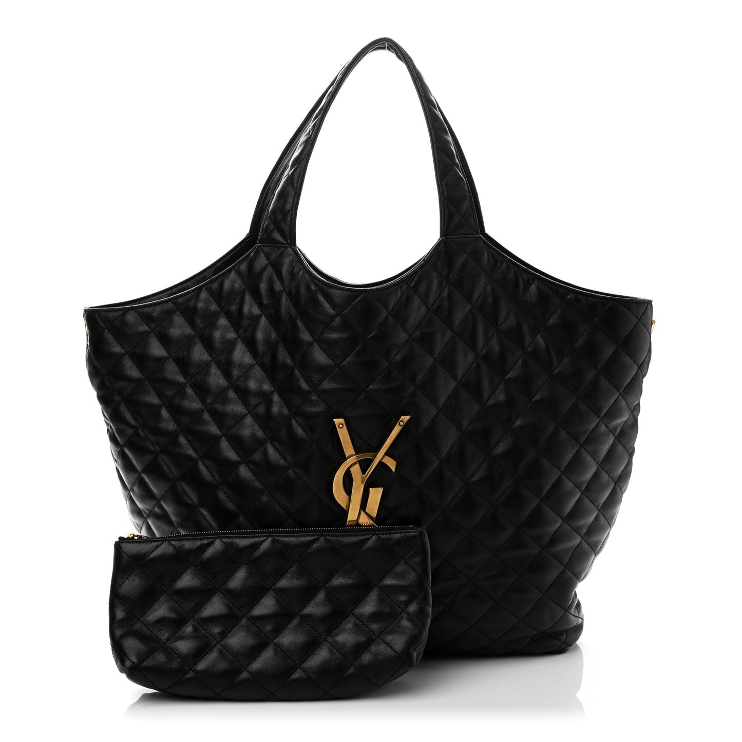 Lambskin Quilted Maxi Icare Shopping Tote Black