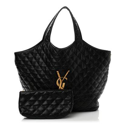 Saint Laurent Lambskin Quilted Maxi Icare Shopping Tote Black 3 of 11