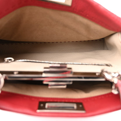 Fendi Cuoio Romano Selleria Bi-Color Medium Peekaboo Iconic Satchel Rosso Latte 5 of 9