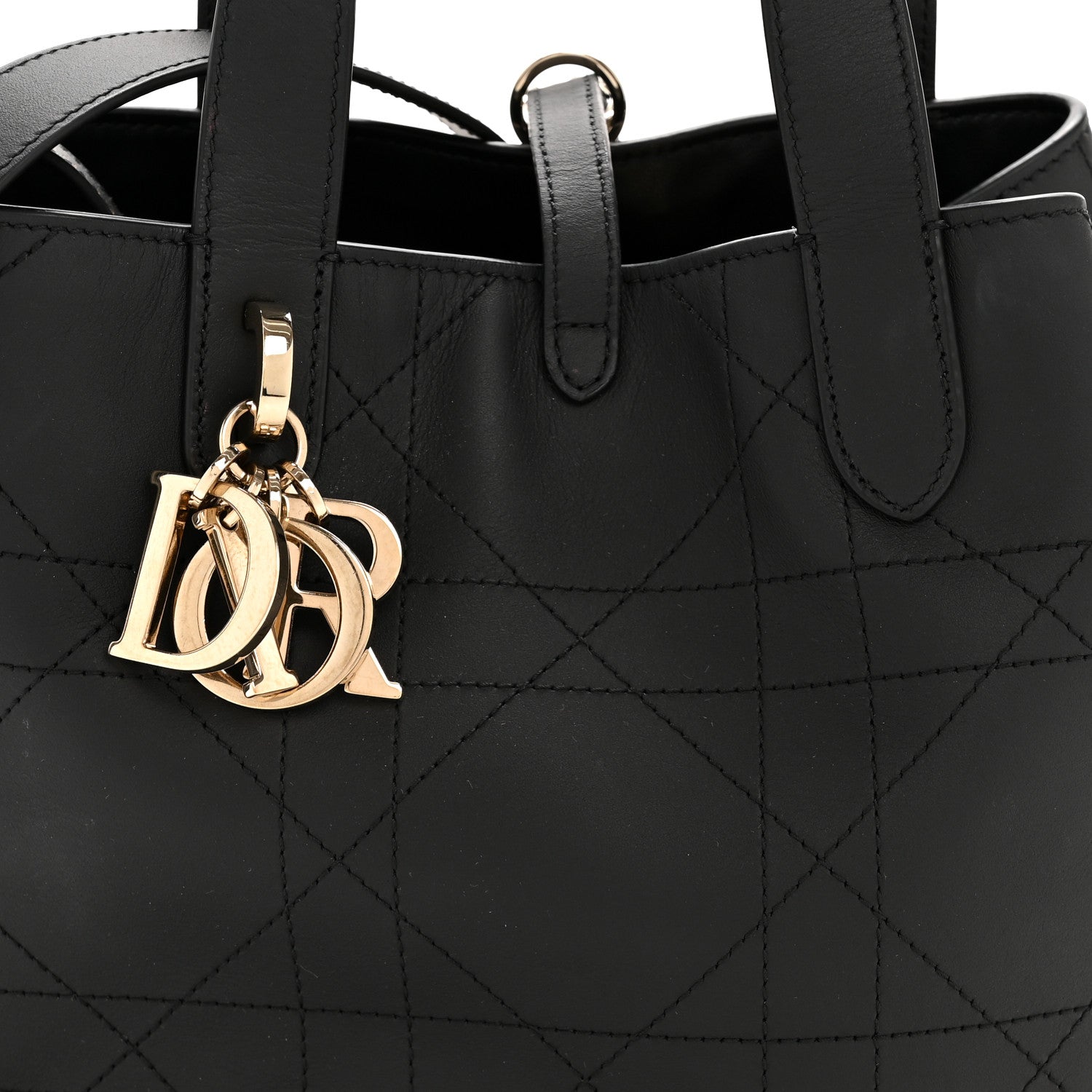 Christian Dior Smooth Calfskin Vintage Flat Macrocannage Small Toujours Vertical Tote Black 8 of 12