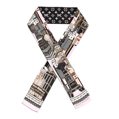 Louis Vuitton Silk Monogram Around The World Bandeau Black Pink 1 of 3