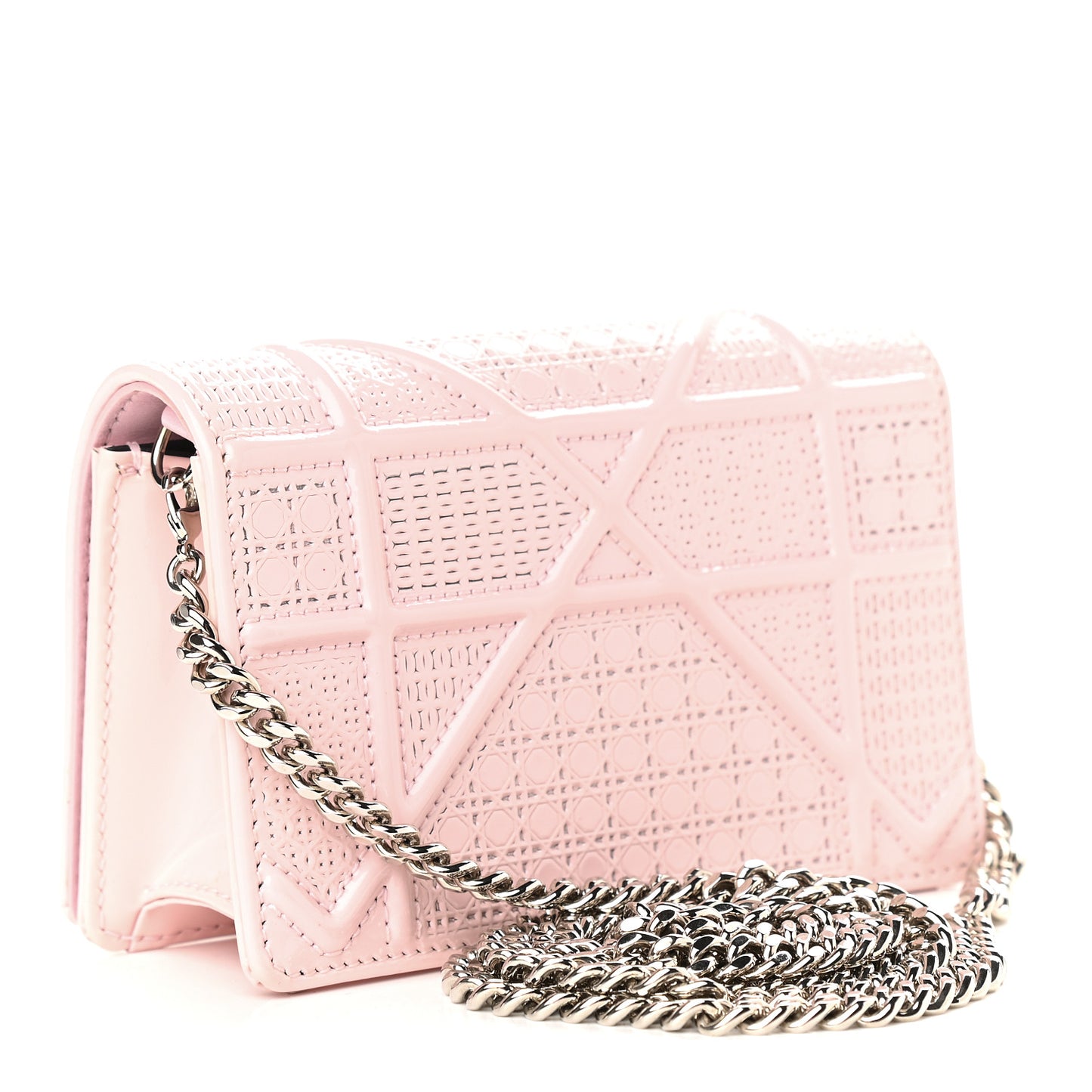 Patent Micro-Cannage Baby Diorama Flap Bag Pale Pink