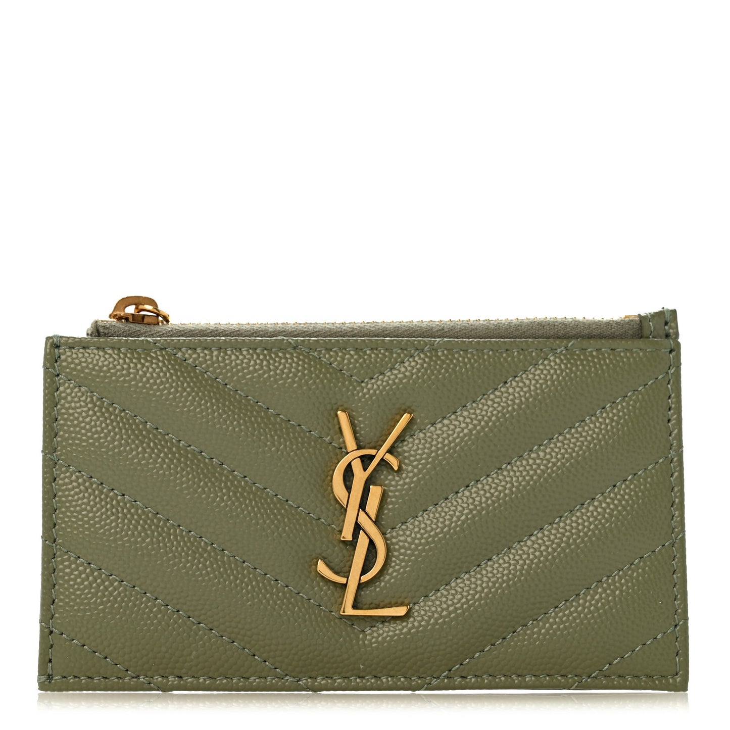 Monogram Grain de Poudre 5 Fragments Zip Pouch Card Holder Light Sage