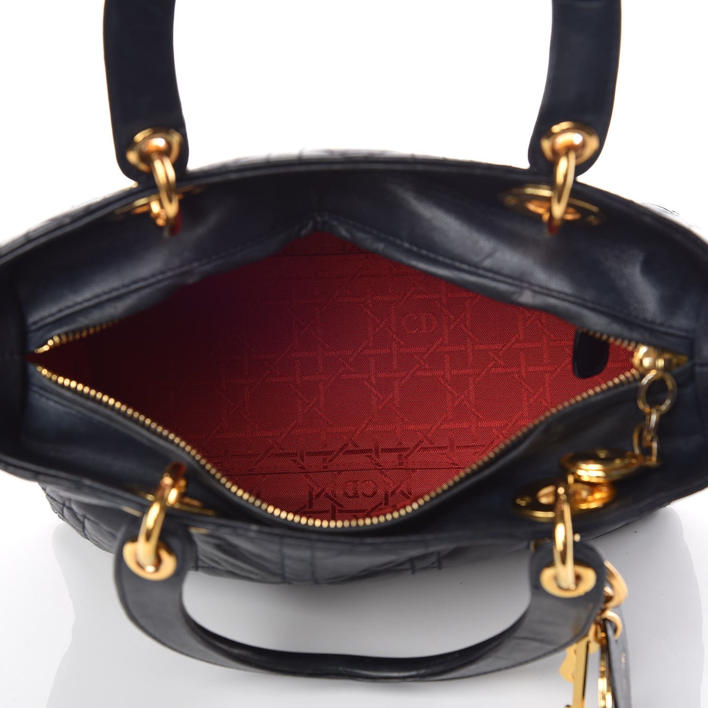 Lambskin Cannage Medium Lady Dior Navy Blue