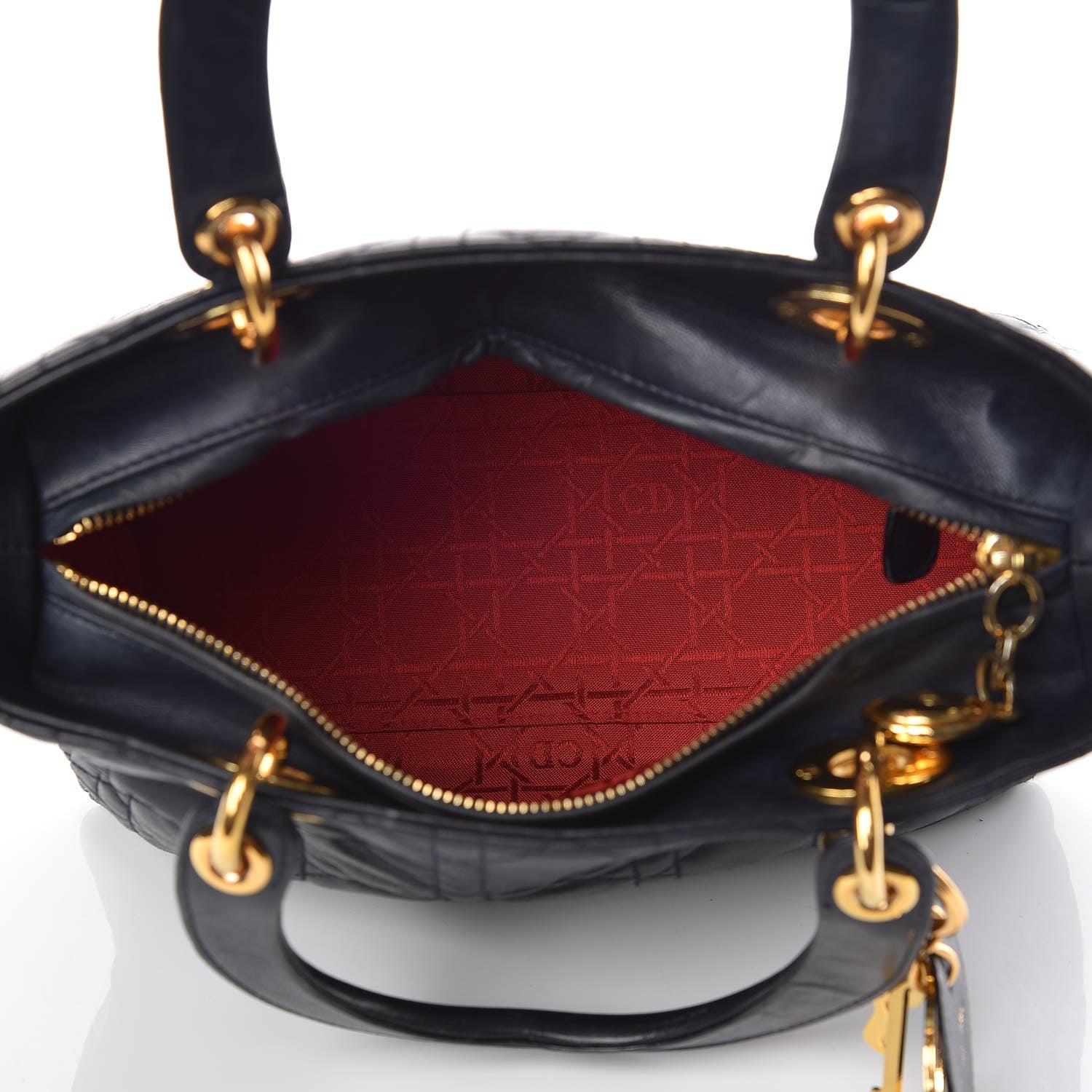 Christian Dior Lambskin Cannage Medium Lady Dior Navy Blue 7 of 13