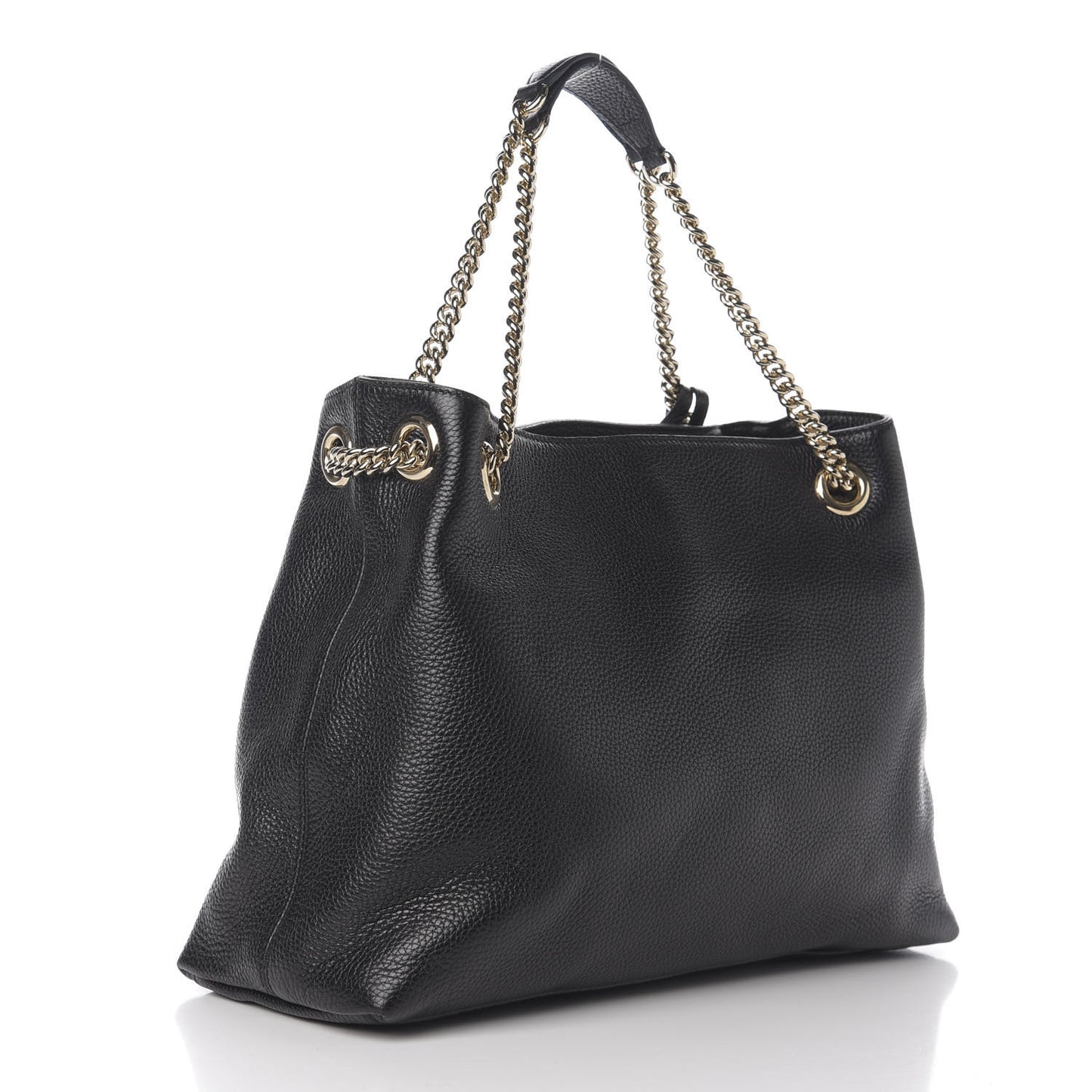 Pebbled Calfskin Medium Soho Chain Shoulder Bag Black