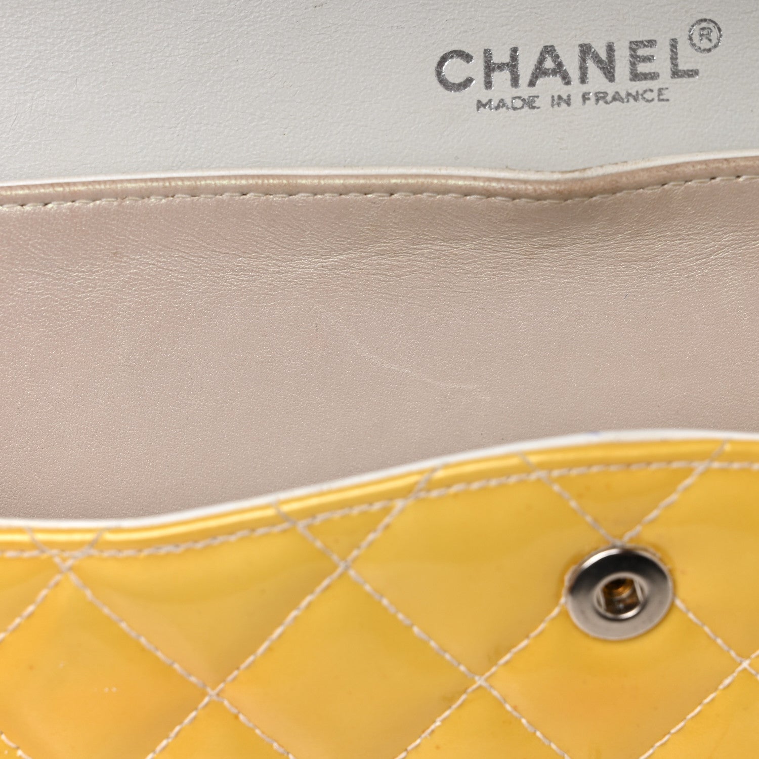 Chanel Patent Quilted Medium Double Flap Yellow 12 of 21