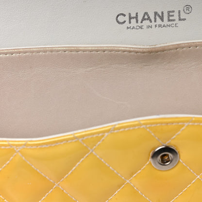 Chanel Patent Quilted Medium Double Flap Yellow 12 of 21