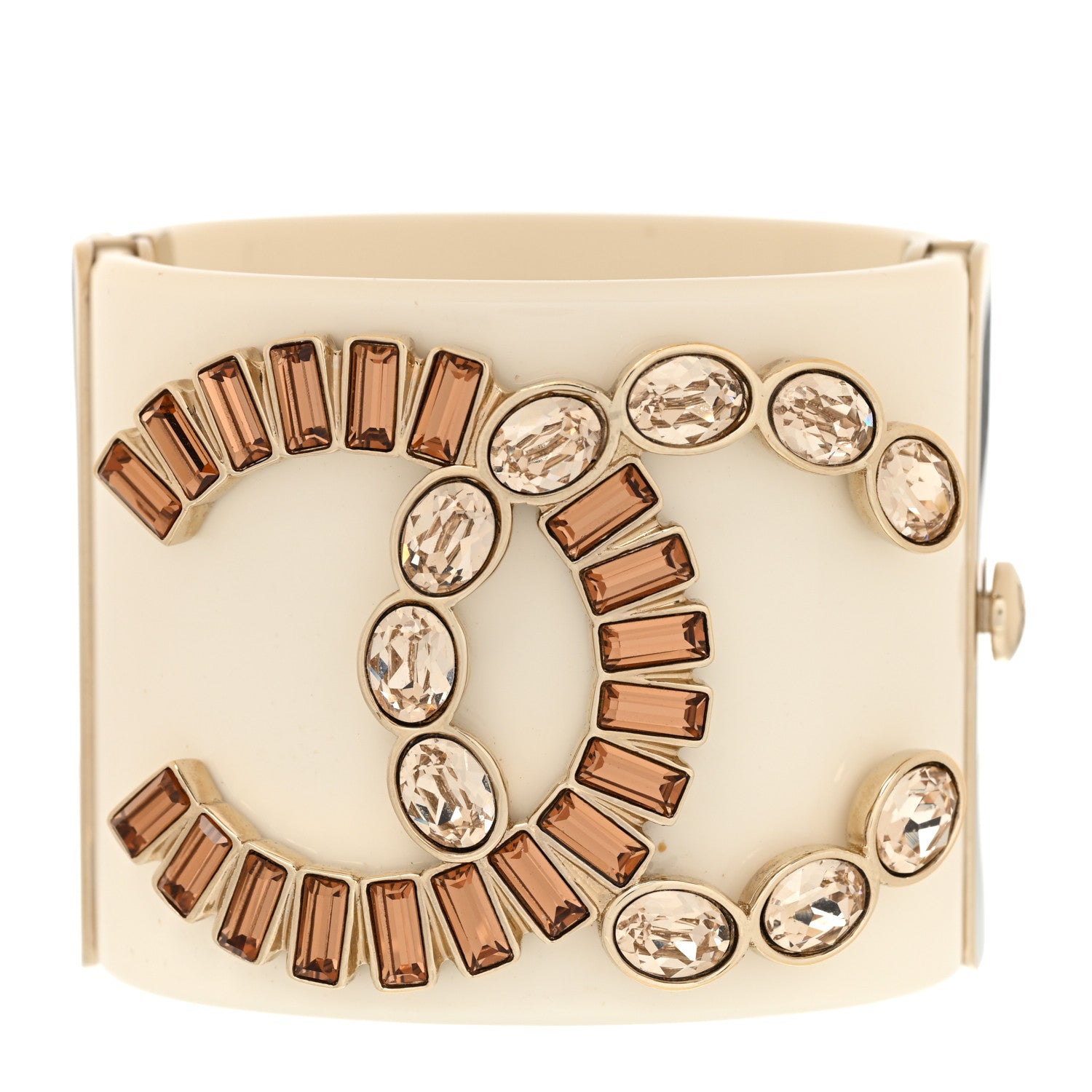 Chanel Resin Crystal CC Cuff White 1 of 4