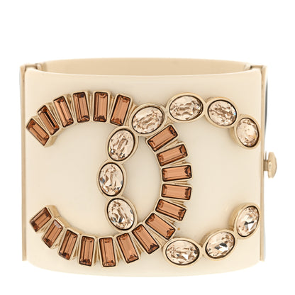Chanel Resin Crystal CC Cuff White 1 of 4