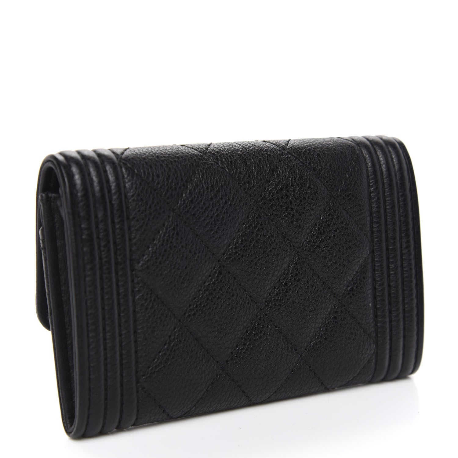 Chanel Calfskin Quilted Boy Flap Card Holder Black 3 of 9