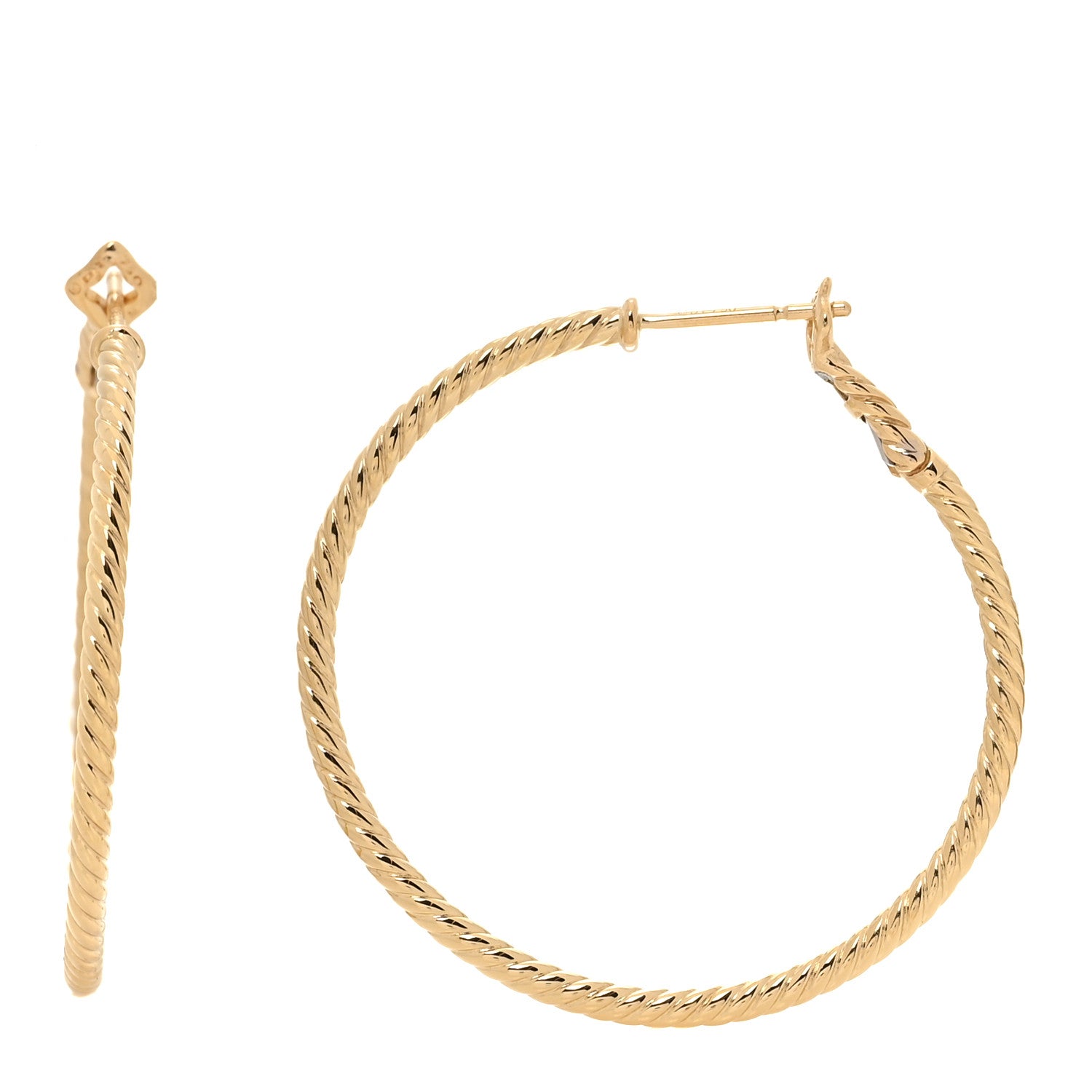 David Yurman 18K Yellow Gold 36mm Large Cable Classics Hoop Earrings 1 of 5
