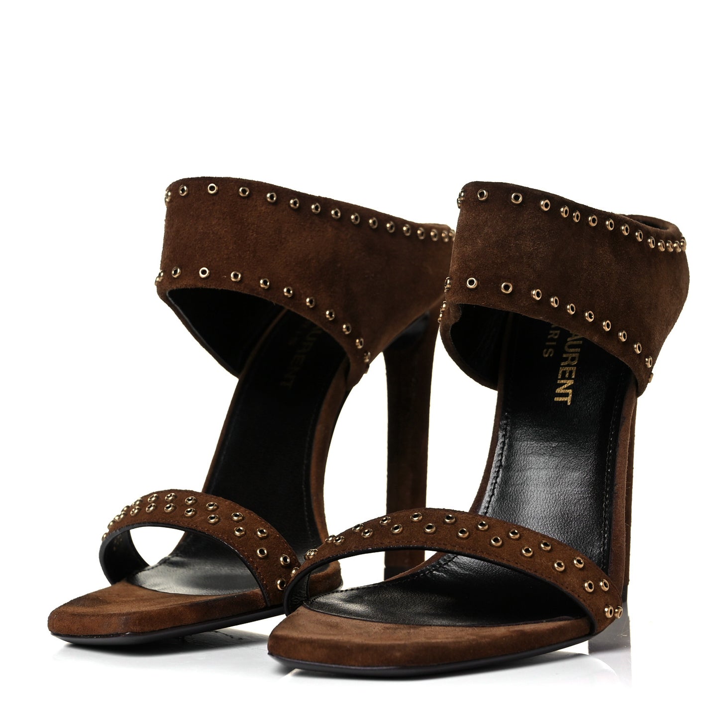 Suede Mica Stud Mule Sandals 35 Brown