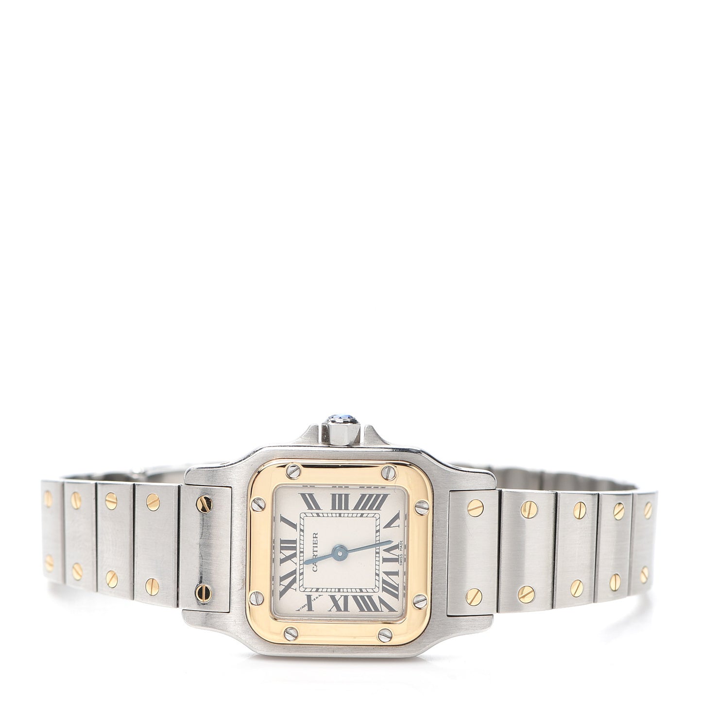 Stainless Steel 18K Yellow Gold 24mm Santos De Cartier Galbee Quartz Watch