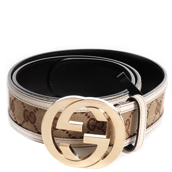 Gucci Leather Monogram Interlocking G Belt 85 34 Off White 1 of 4