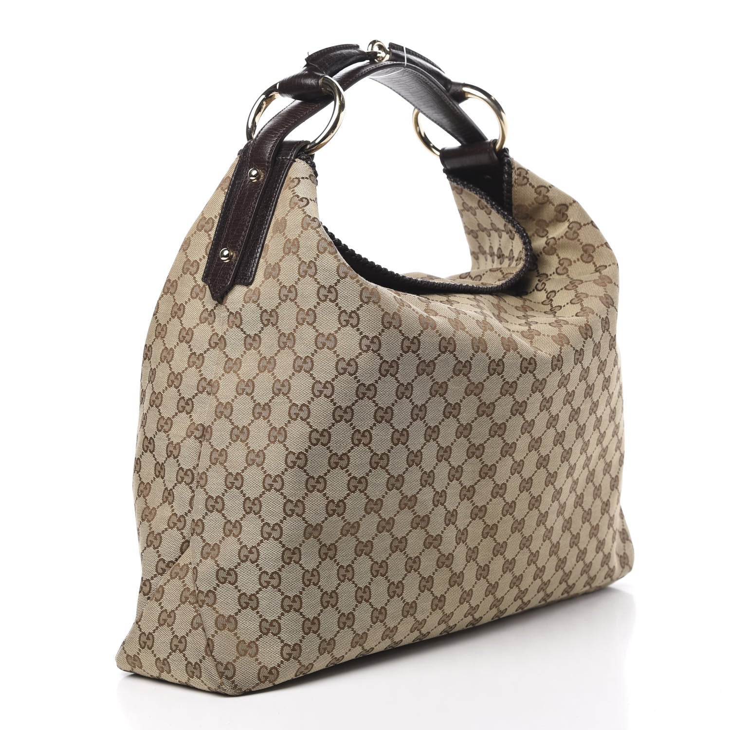 Gucci Monogram Large Horsebit Chain Hobo Dark Brown 2 of 11