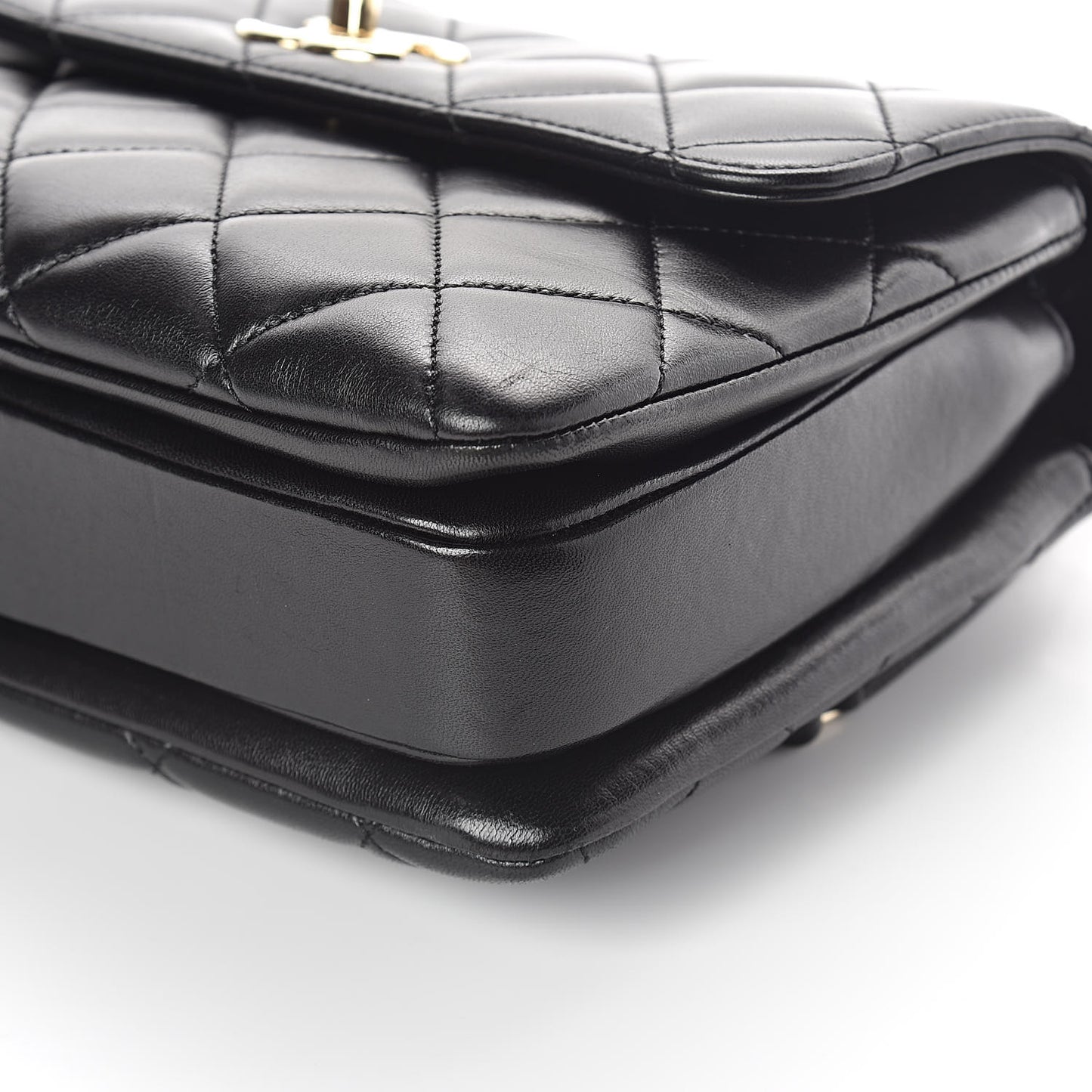 Lambskin Quilted Small Trendy CC Dual Handle Flap Bag Black