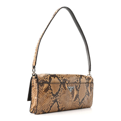 Prada Snakeskin Pochette Shoulder Bag Beige 2 of 9