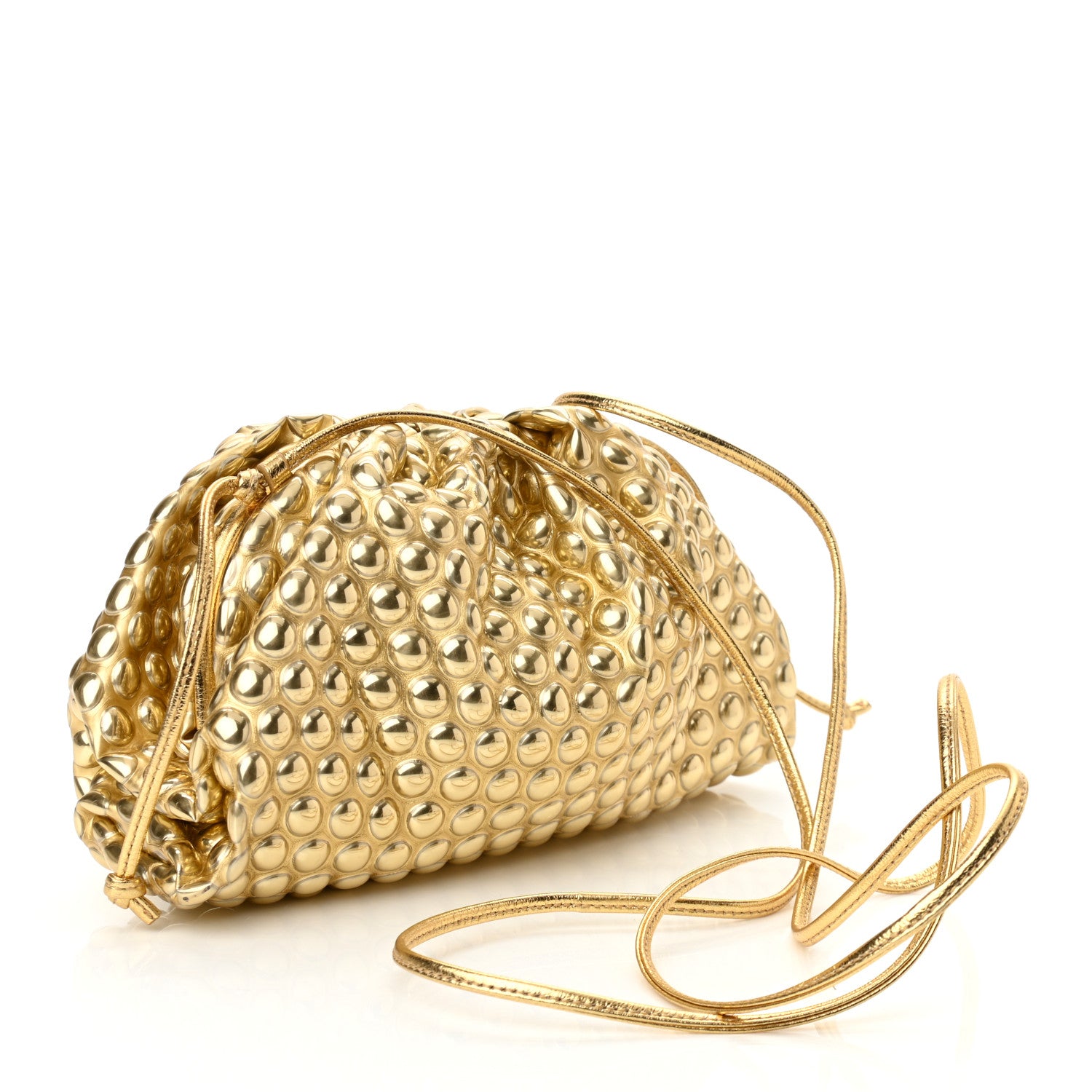 Bottega Veneta Metallic Fabric Bubble Wrap The Mini Pouch Gold 3 of 9