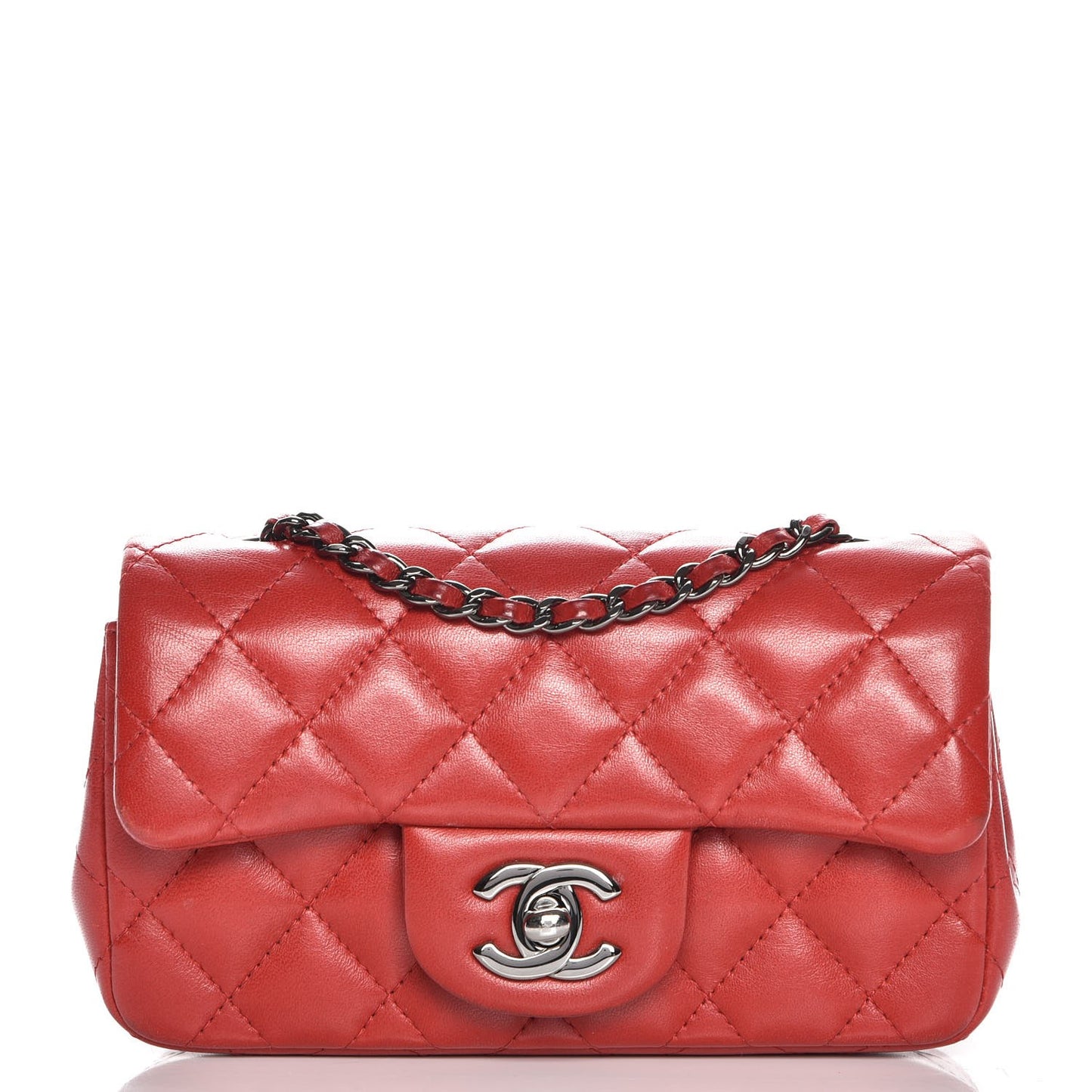Lambskin Quilted Extra Mini Flap Red