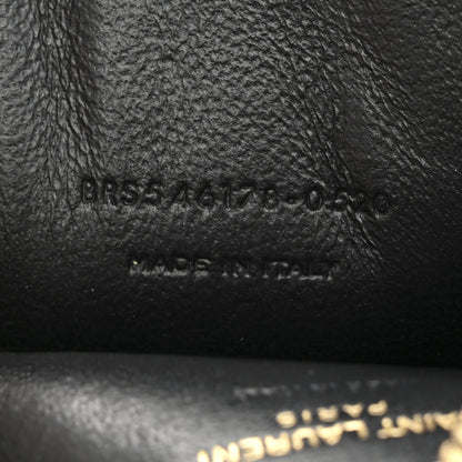 Saint Laurent Calfskin Polka Dot Monogram Heart Key Pouch Black White 7 of 7