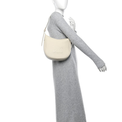 Celine Supple Calfskin Cuir Triomphe Small Heloise Shoulder Bag White Cotton 2 of 11
