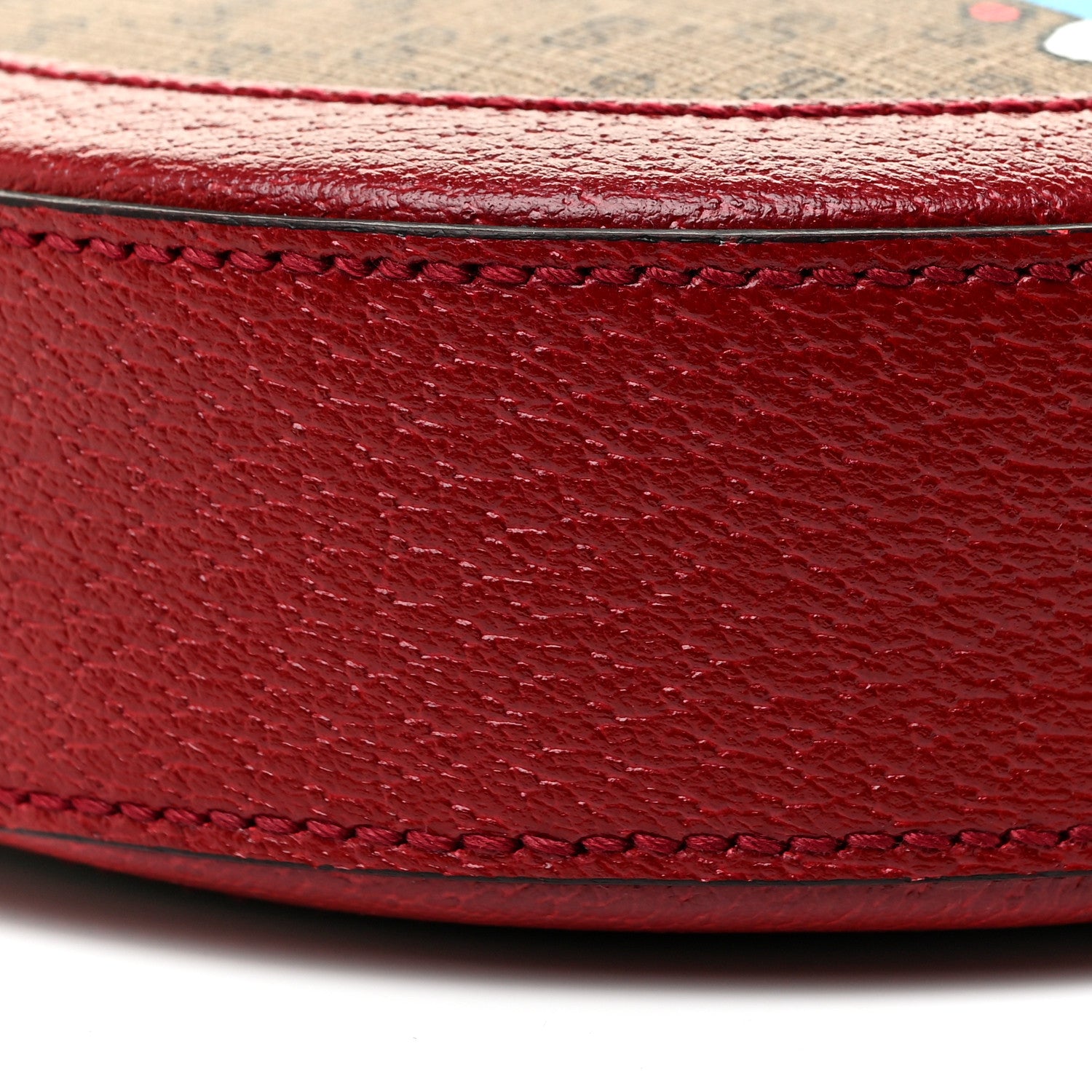 Gucci X DORAEMON Mini Vintage GG Supreme Monogram Mini Round Shoulder Bag Beige Cherry Red 10 of 12