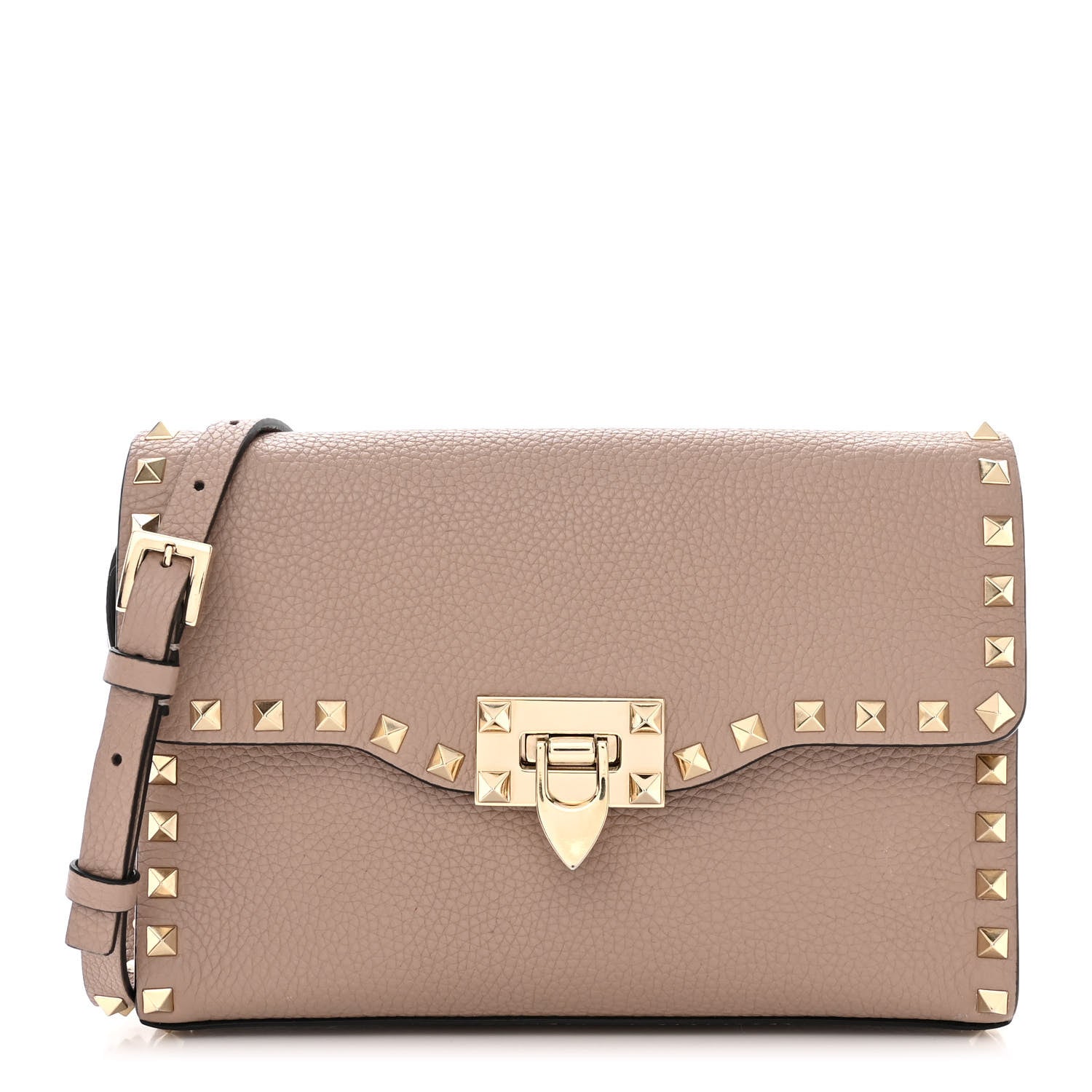 Valentino Garavani Pebbled Calfskin Medium Rockstud Flip Lock Crossbody Bag Poudre 1 of 12