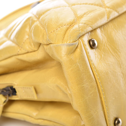 Chanel Glazed Calfskin Quilted Mademoiselle Bowling Tote Yellow 13 of 22
