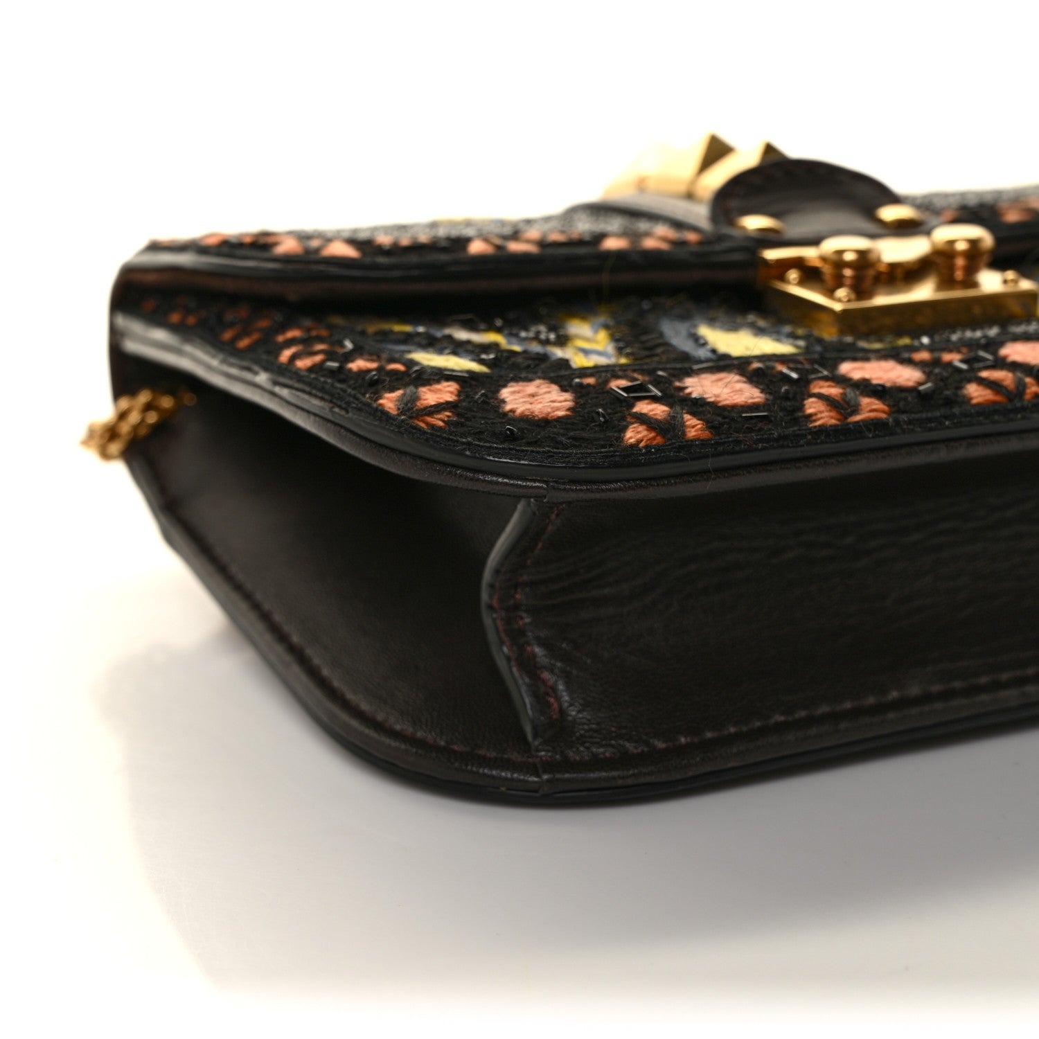 Valentino Garavani Vitello Beaded Small Glam Lock Rockstud Flap Black Multicolor 18 of 24