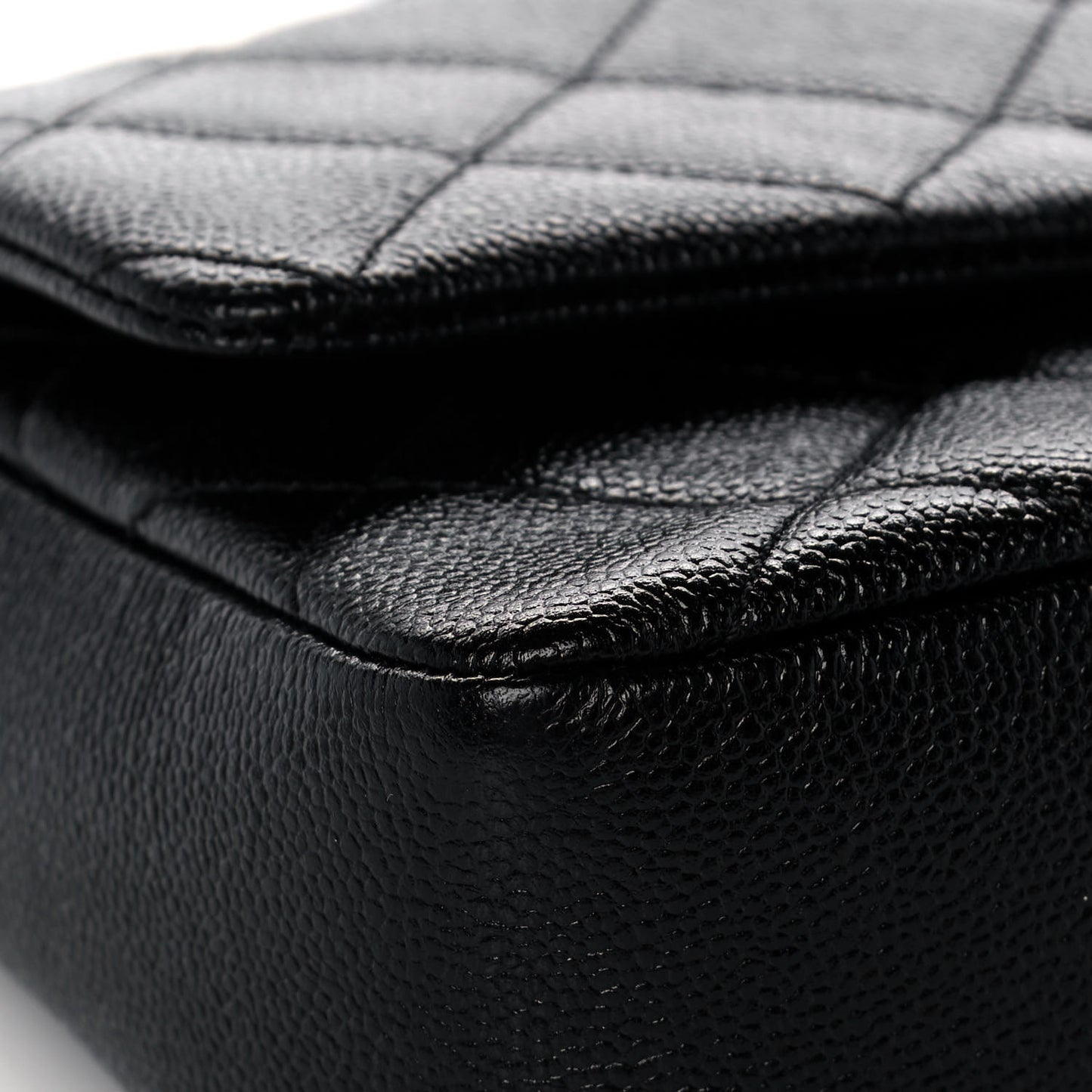 Shiny Caviar Quilted Small Chain Melody Flap Black