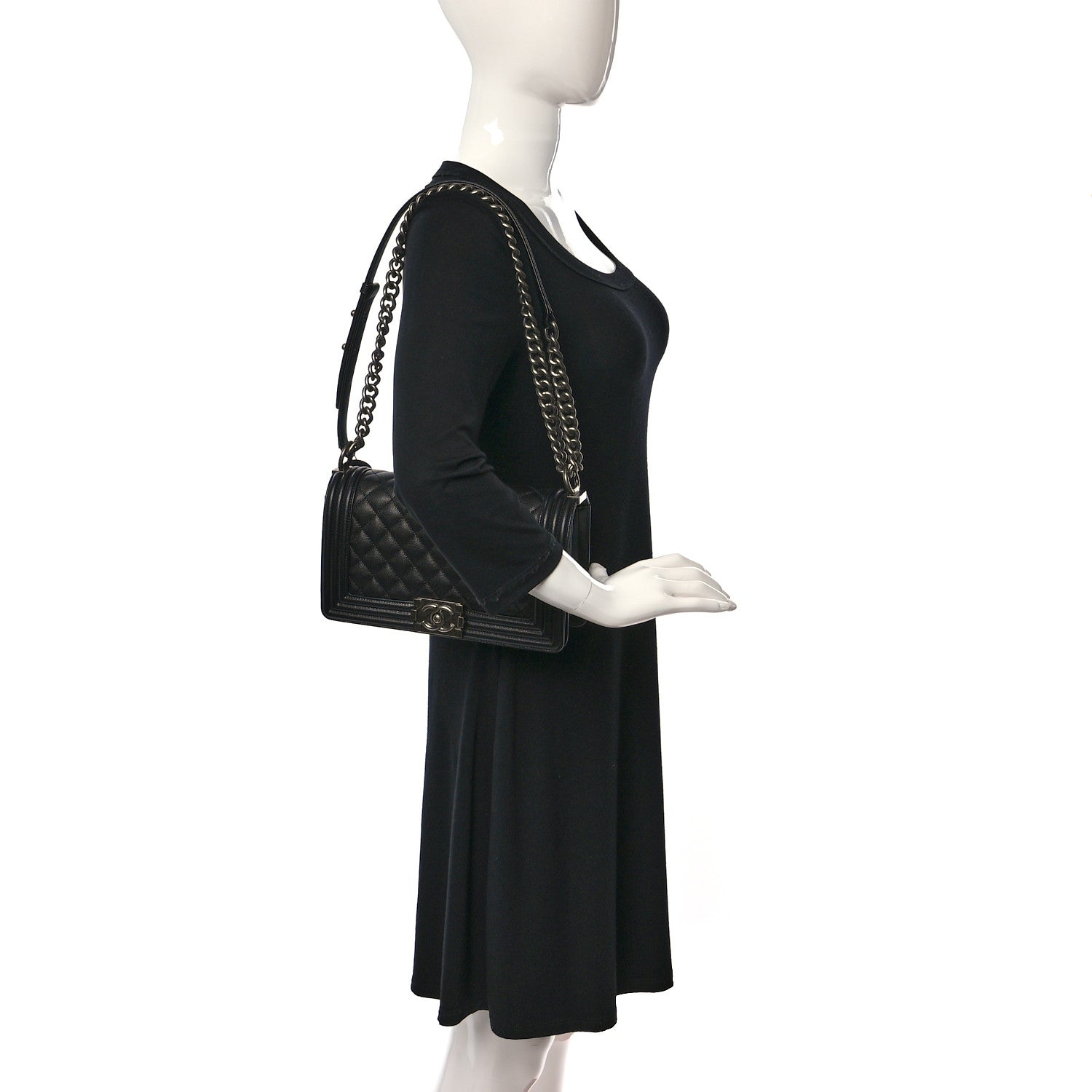 Chanel Caviar Quilted Medium Boy Flap Black 2 of 9