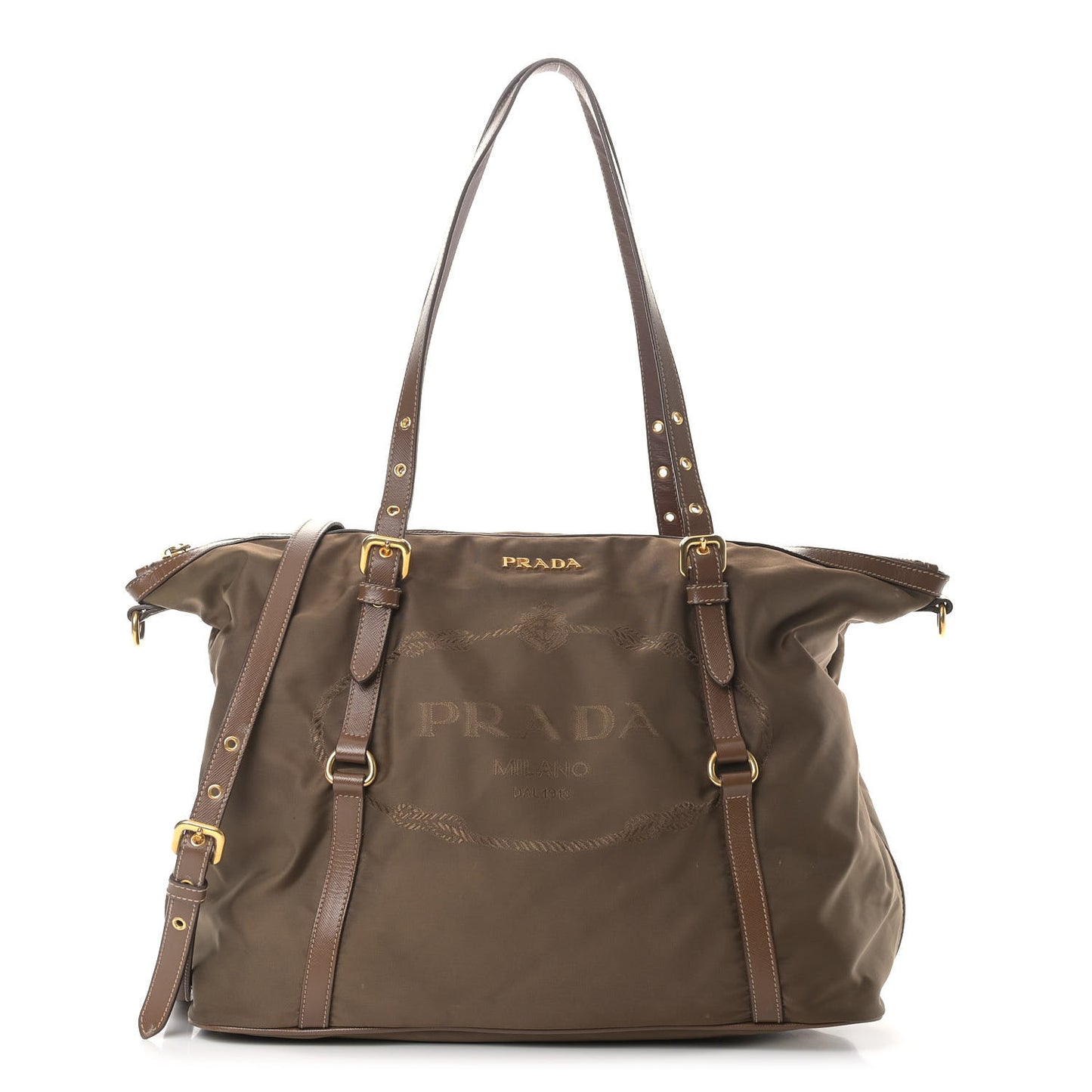 Tessuto Nylon Saffiano Jacquard Logo Tote Rovere