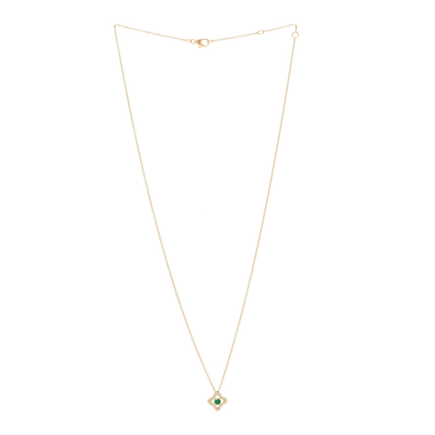 David Yurman 18K Yellow Gold Diamond Emerald Venetian Quatrefoil Pendant Necklace 3 of 5